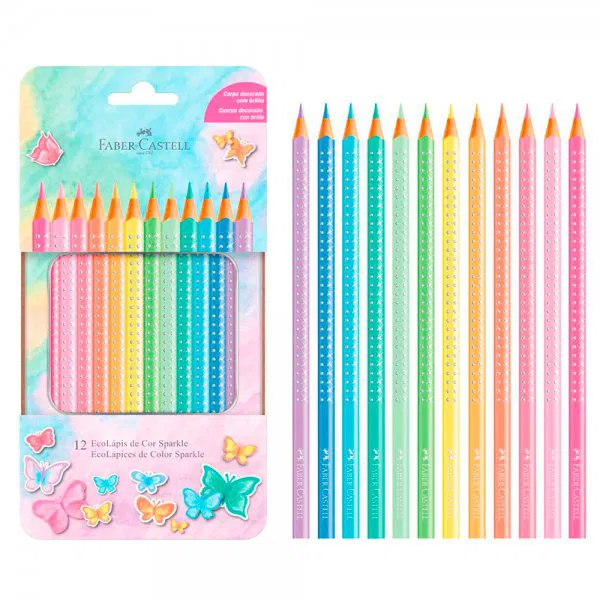 LAPIS 12 CORES FABER CASTELL SPARKLE PASTEL