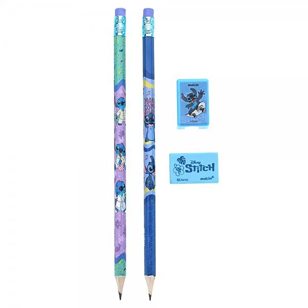 LAPIS MOLIN STITCH 2LP+APONT.+BORR.CART.C/4 - Imagem 2