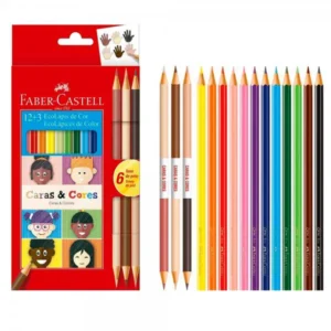 LAPIS 12 CORES FABER +3 BICOLOR CARAS E CORES